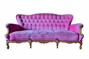 Luxurious purple velvet sofa
