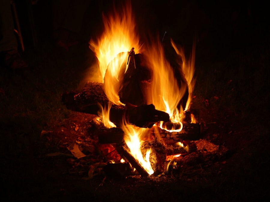 A solstice fire burning